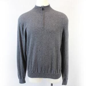 Alashan 2-Ply 100% Cashmere Knit Warm Grey 1/4 Zipped Mock Neck Sweater XL